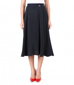 Viscose flared skirt printed with lace corner