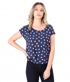 Elegant viscose blouse printed with dots