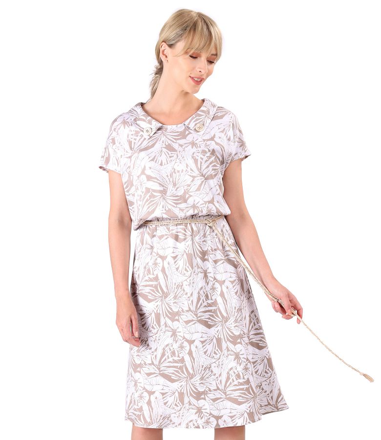 Elastic viscose casual dress with twine belt