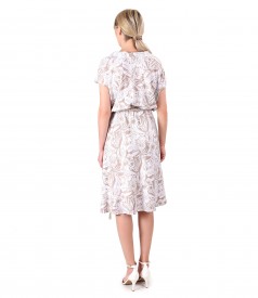 Elastic viscose casual dress with twine belt