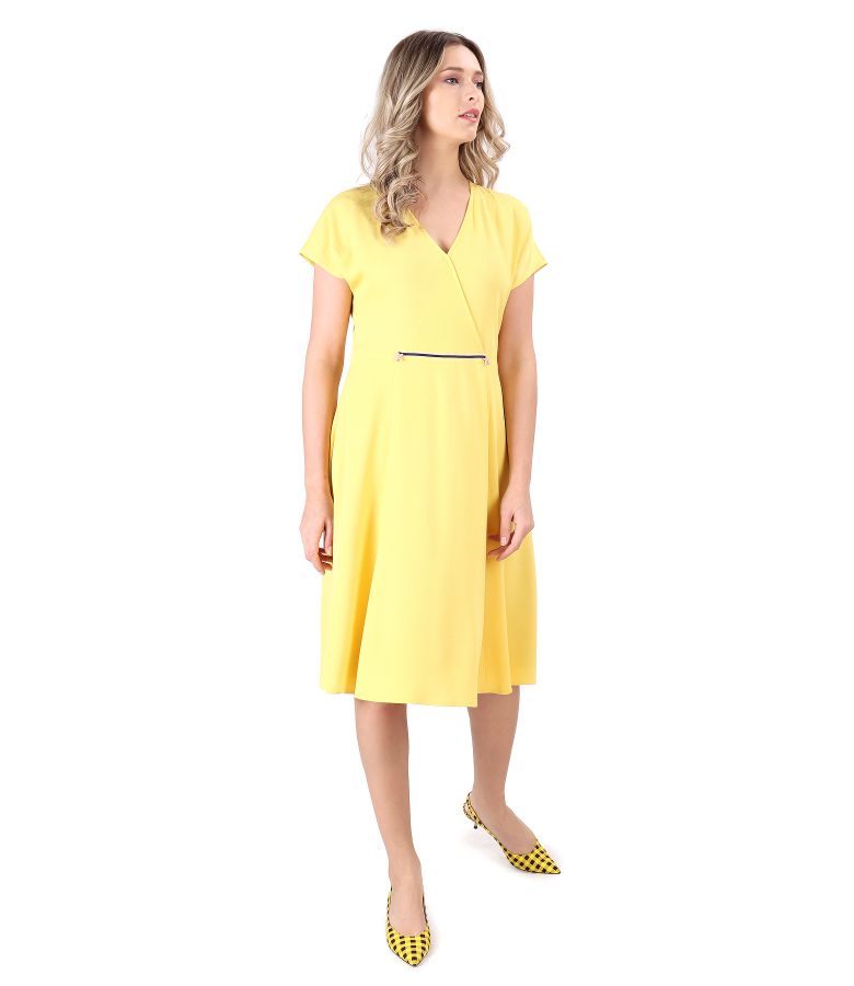 Elegant viscose uni dress yellow - YOKKO