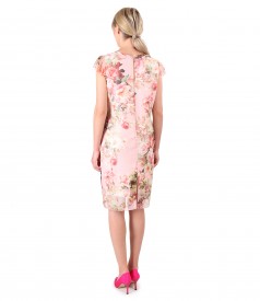 Printed veil midi dress with floral motifs