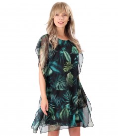 Butterfly veil dress printed with floral motifs