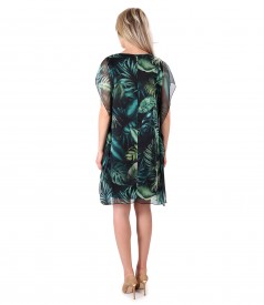 Butterfly veil dress printed with floral motifs