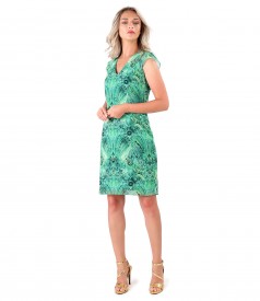 Printed veil midi dress with floral motifs