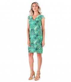 Printed veil midi dress with floral motifs