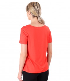 Elastic jersey blouse with bow rips