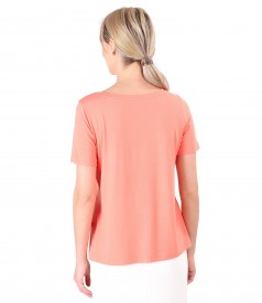Elastic jersey blouse with bow rips