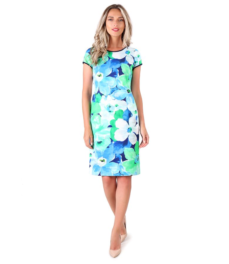 Printed cotton midi dress with floral motifs