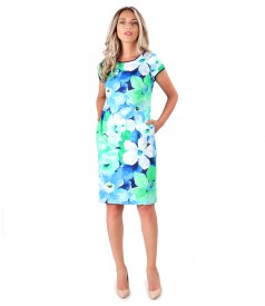 Printed cotton midi dress with floral motifs