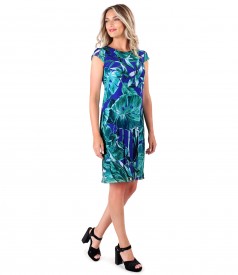 Printed veil midi dress with floral motifs