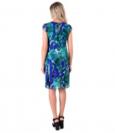 Printed veil midi dress with floral motifs