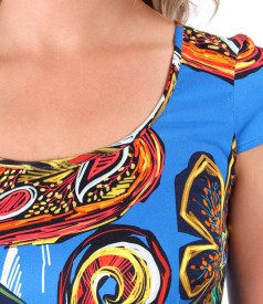 Printed cotton dress with floral motifs