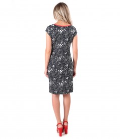 Jersey dress printed with lace corner