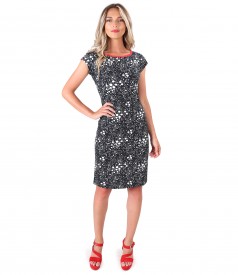 Jersey dress printed with lace corner