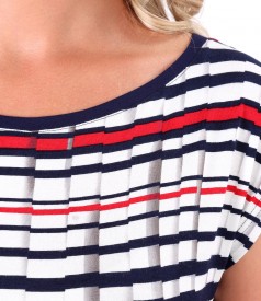 Jersey dress printed with stripes