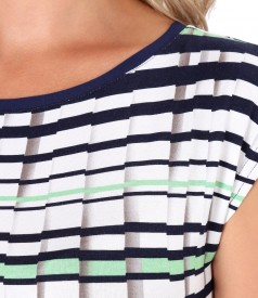 Jersey dress printed with stripes