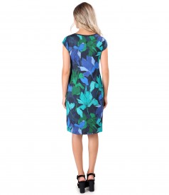 Jersey dress printed with floral motifs
