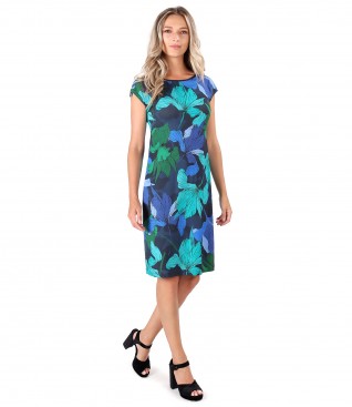 Jersey dress printed with floral motifs