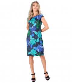 Jersey dress printed with floral motifs