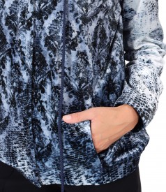 Printed elastic velvet hoodie