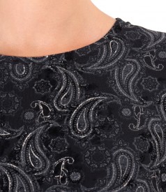 Blouse made of thick elastic jersey printed with paisley motifs