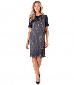 Casual dress with printed satin