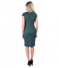 Elastic jersey midi dress with leaves print