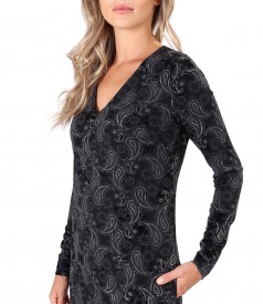 Midi dress made of printed elastic jersey with paisley motifs