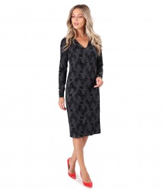 Midi dress made of printed elastic jersey with paisley motifs