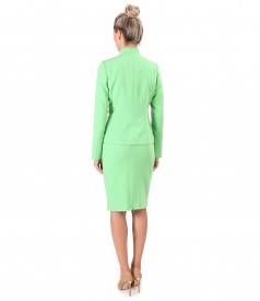 Office women suit with skirt and jacket made of elastic fabric