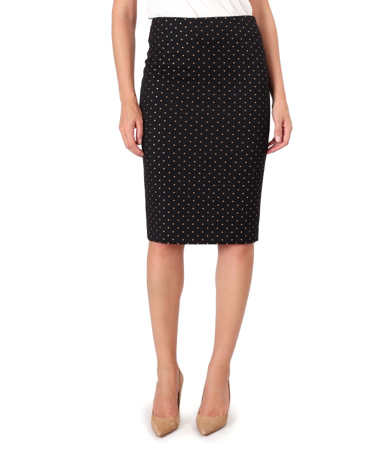 Office skirt made of printed cotton black - YOKKO