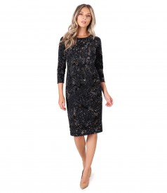 Velvet dress with floral motifs