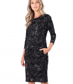 Velvet dress with floral motifs