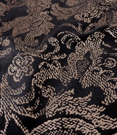 Elastic velvet dress printed with golden motifs