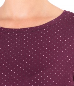 Elastic jersey blouse printed with dots