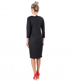 Office dress made of thick elastic jersey with a white collar