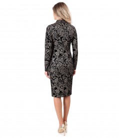 Elastic velvet midi dress with reversible zipper