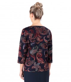 Blouse made of printed thick elastic jersey