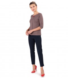 Elastic jersey blouse and ankle pants