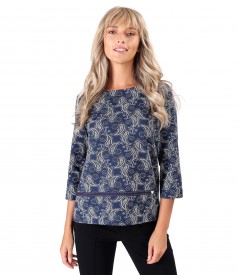 Elastic jersey blouse printed with paisley motifs