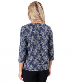 Elastic jersey blouse printed with paisley motifs