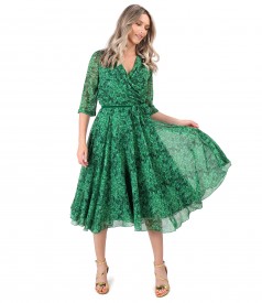 Printed veil elegant dress