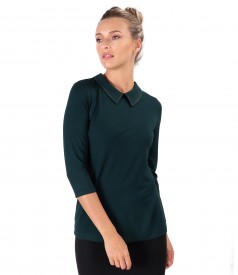 Jersey blouse with collar
