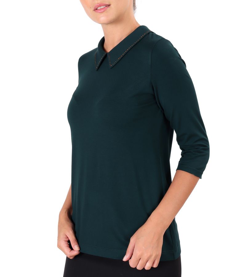 Jersey blouse with collar