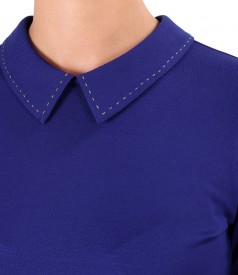 Jersey blouse with collar