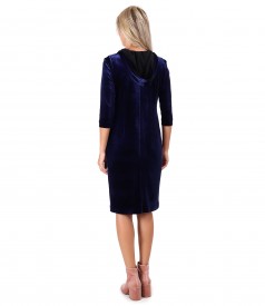 Hooded elastic velvet dress