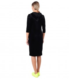 Hooded elastic velvet dress