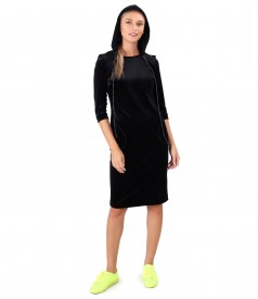 Hooded elastic velvet dress