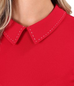 Jersey blouse with collar